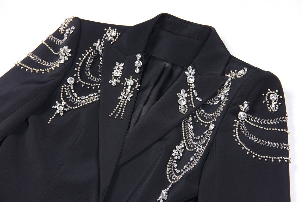 BL45Y Elegant Beaded Blazer for Women 2026 Spring Autumn