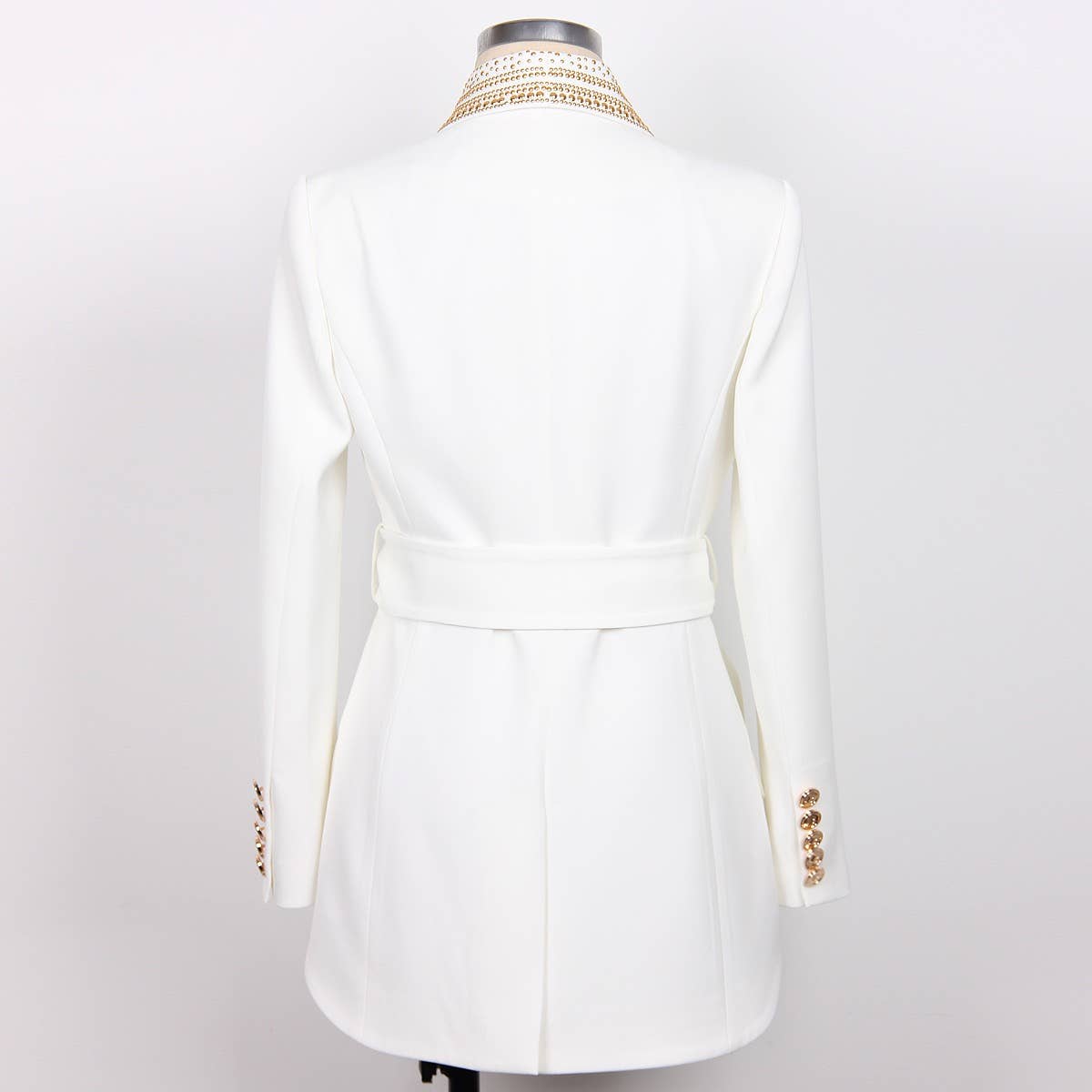 BL085 Chic Green-Collar Blazer with Hot Metal Accent