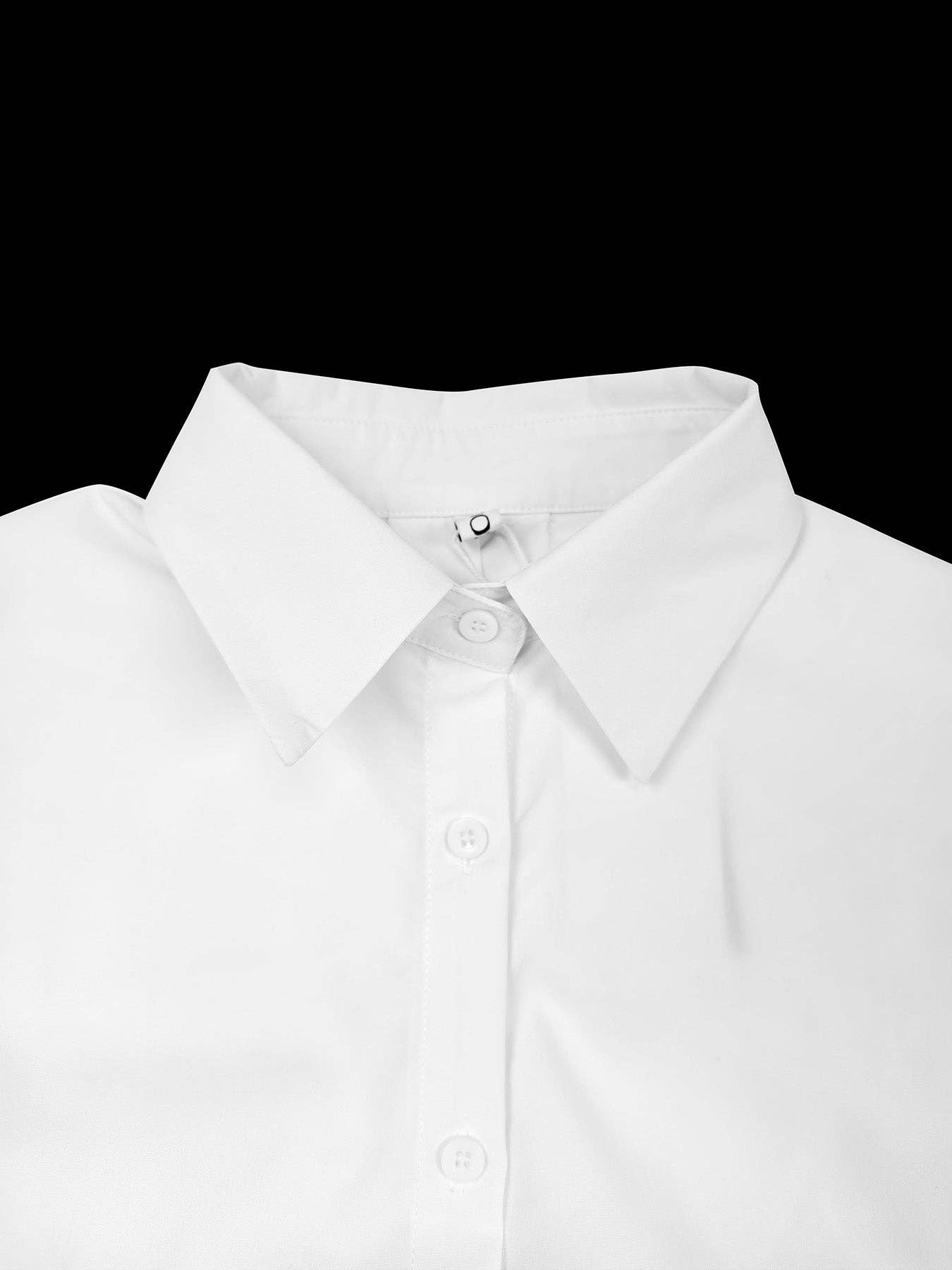 Long Sleeves Loose Buttoned Solid Color Split-side Lapel Col