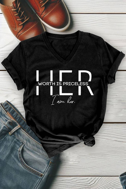 Her Worth is Priceless I Am Her V-neck T-Shirt